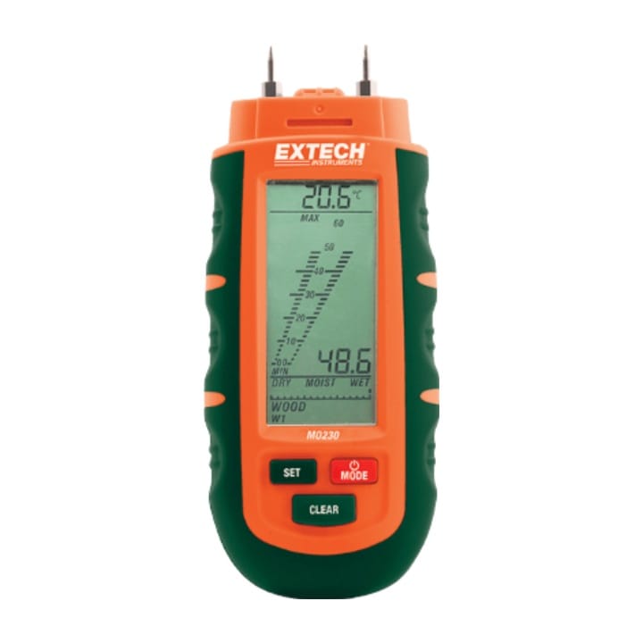 Extech MO230 pocket moisture meter measuring material moisture plus relative humidity and temperature