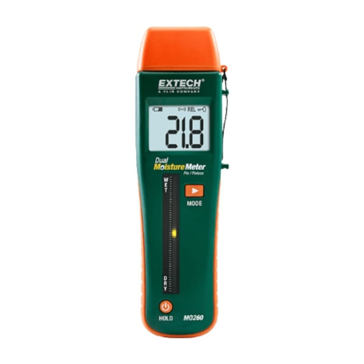 Extech MO260 combination pin and pinless moisture meter with tri-colour LED bargraph