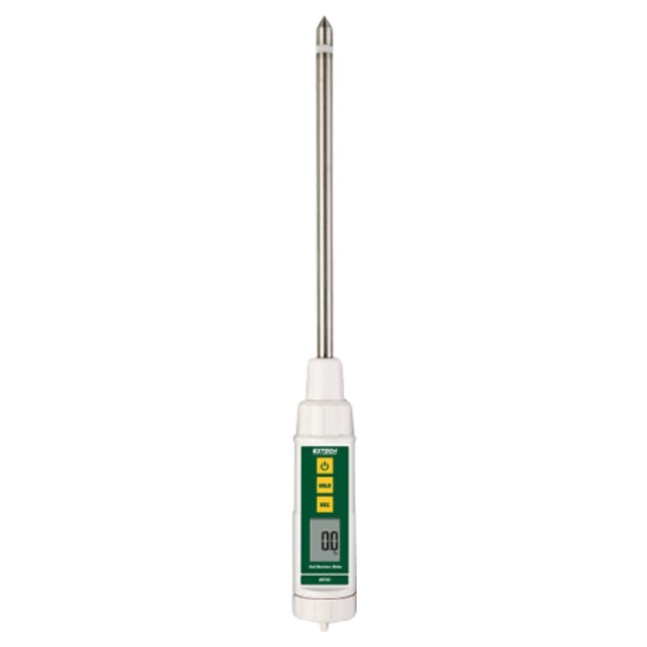 Extech MO750 soil moisture meter with integrated 200 mm heavy-duty probe and large LCD