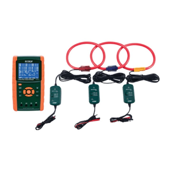 Extech PQ3450-30 3000A Datalogging Power Analyzer Kit with flexible current probes for busbars