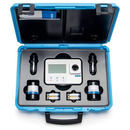 Hanna low range portable photometer kit in its carry case with cuvettes and reagents